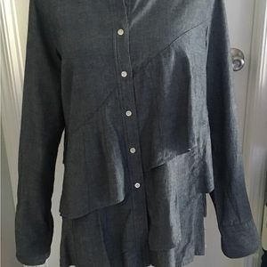 J Crew ruffled chambray shirt